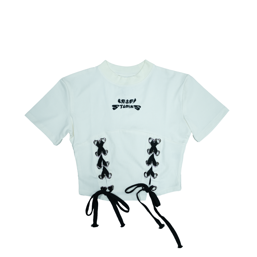 Heart Lace Crop Top (Off-White)