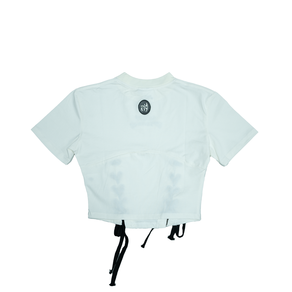 Heart Lace Crop Top (Off-White)