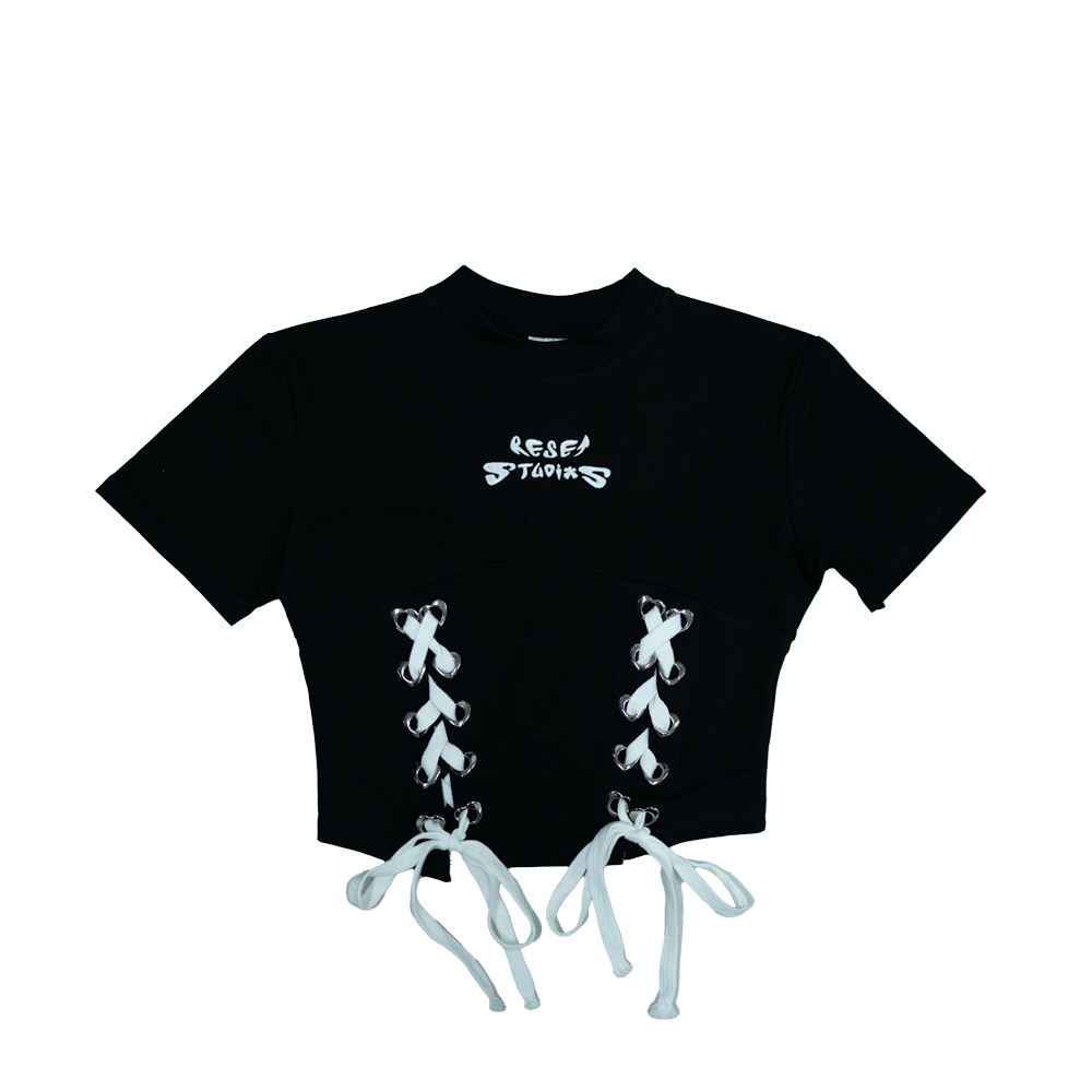 Heart Lace Crop Top (Black)