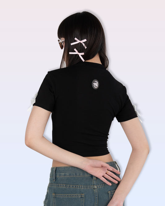 Ribbon Crop Top (Black)