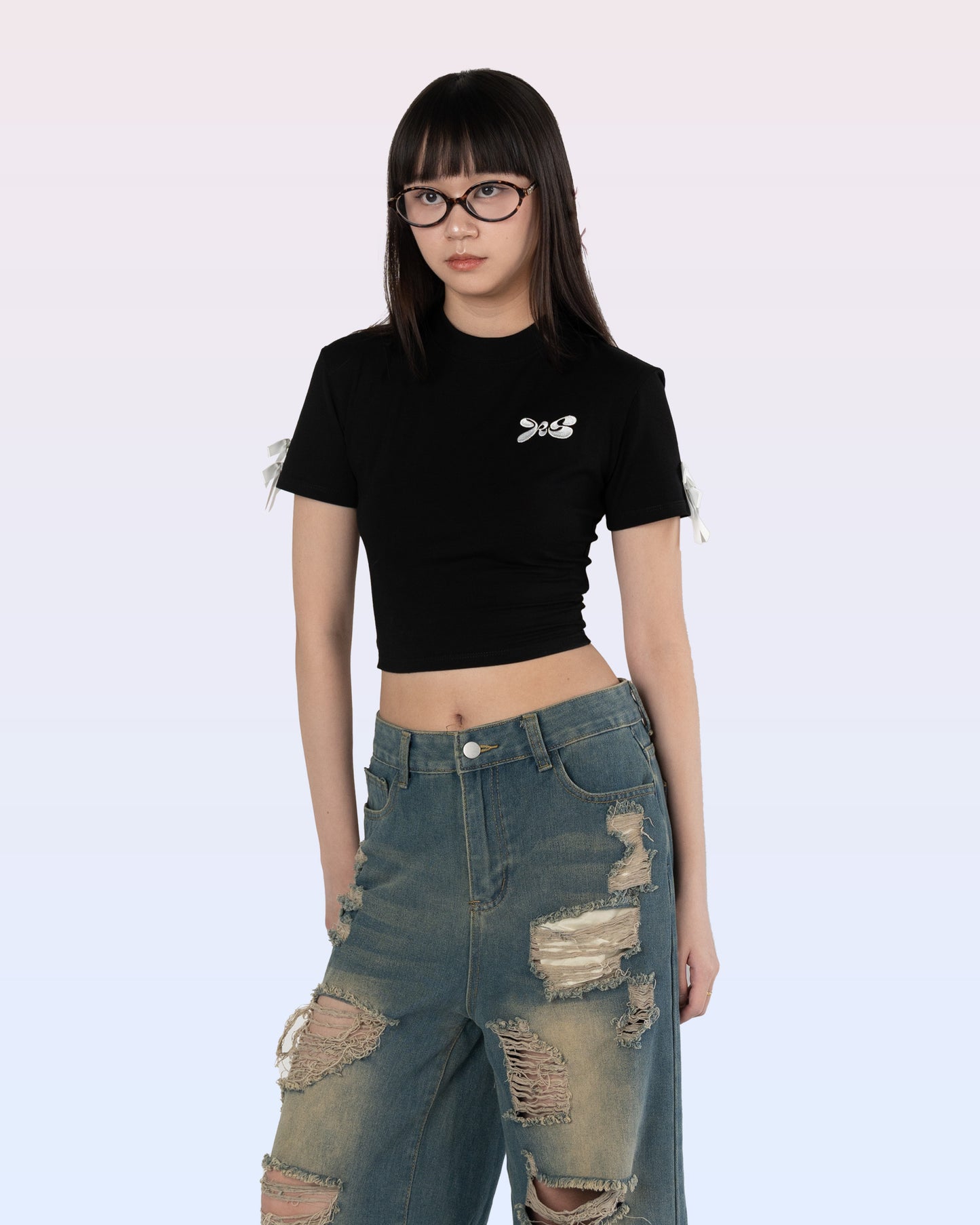 Ribbon Crop Top (Black)