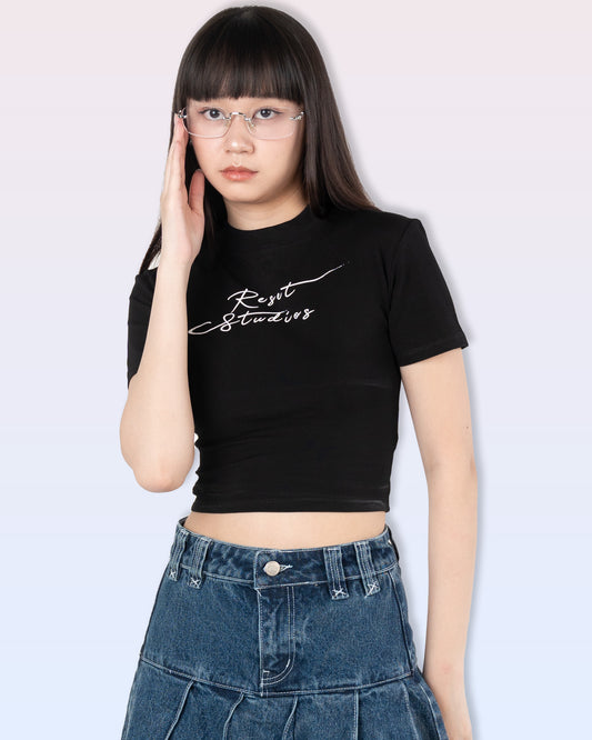 Signature Logo Crop Top (Black)