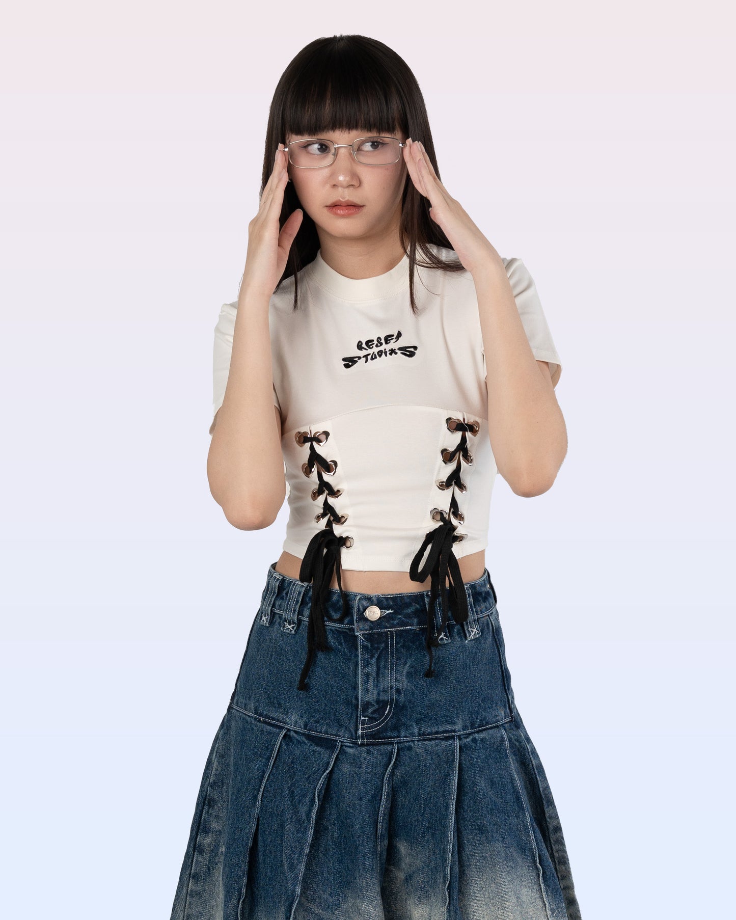 Heart Lace Crop Top (Off-White)