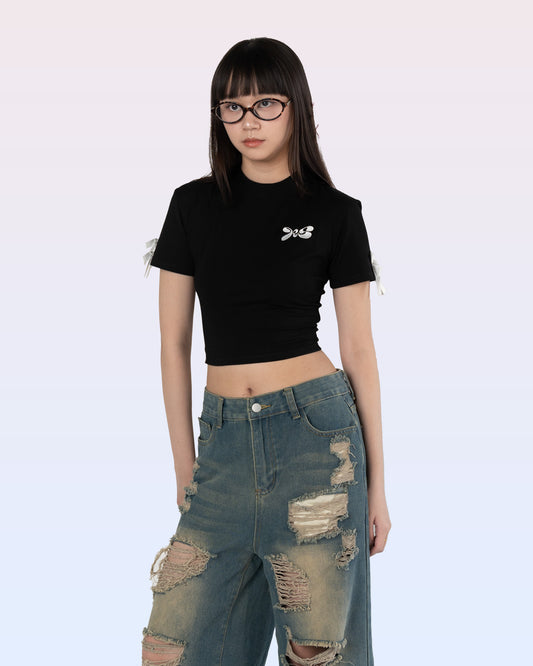 Ribbon Crop Top (Black)