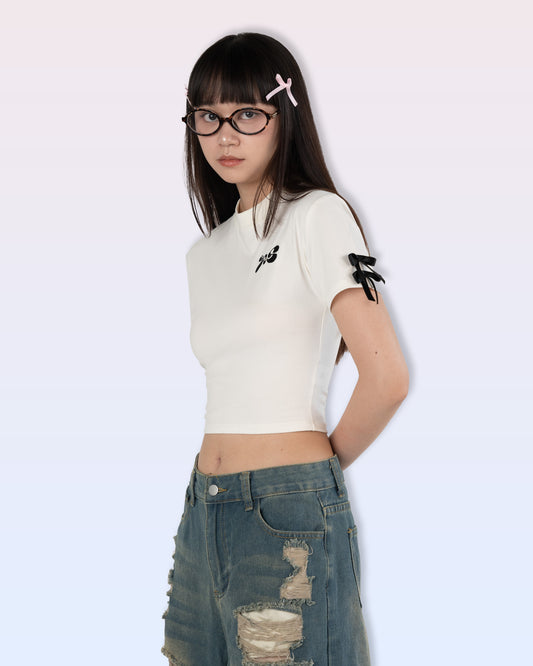 Ribbon Crop Top (Off-White)